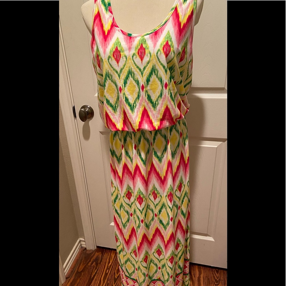 Like New! Magic Brand Colorful Maxi Dress Sz Lg View 2